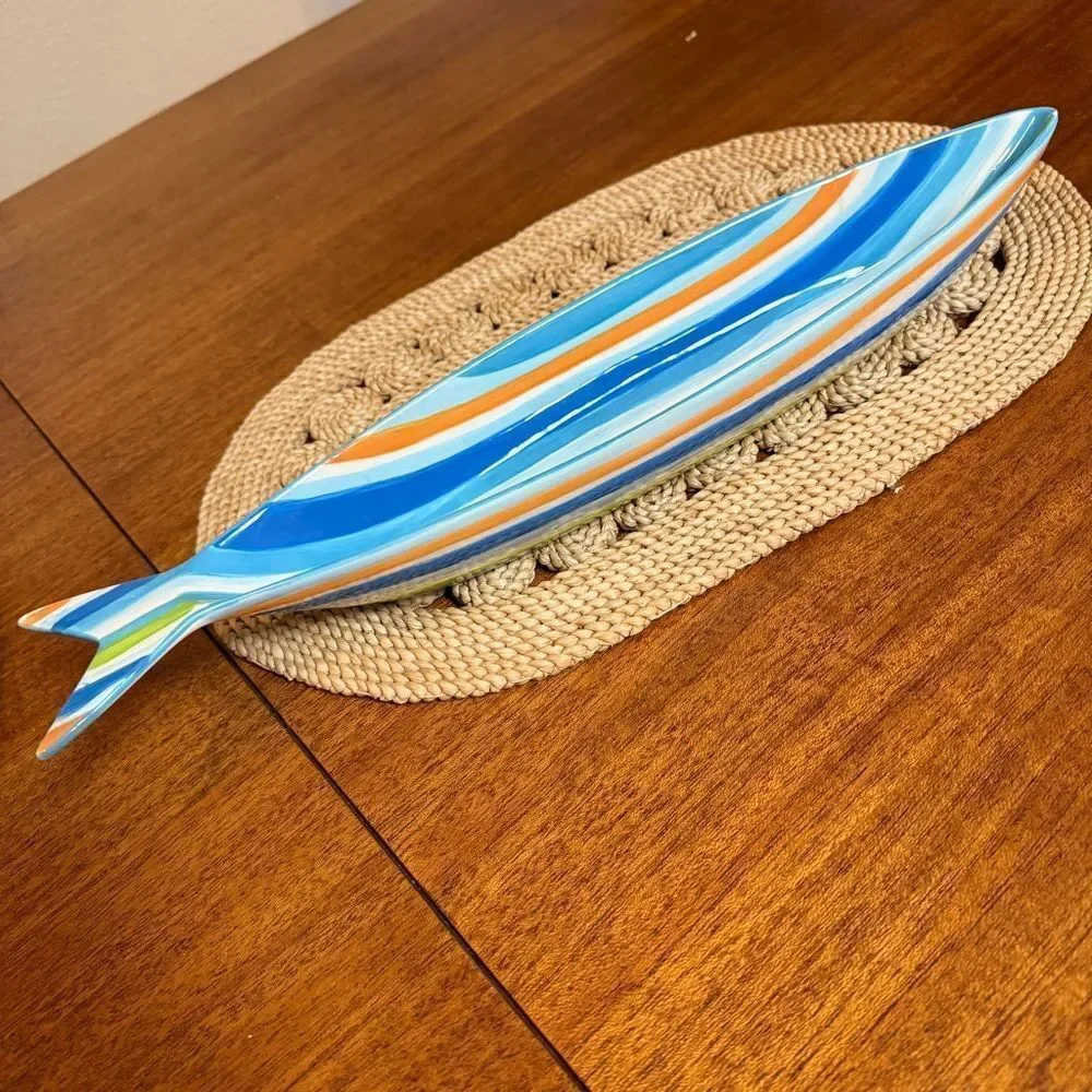 Vintage Boston Warehouse Co. Clearly Fish Ceramic Appetizer Serving Dish/Boat